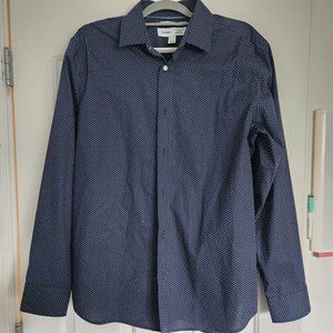 OLD NAVY 'slim fit' signature polka dot button up long sleeve blue men's size la